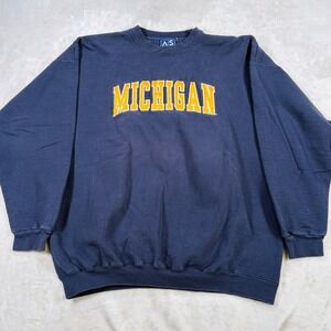 AS Sports Michigan Wolverines Crewneck Sweatshirt Navy Blue Mens XL Vintage 90s